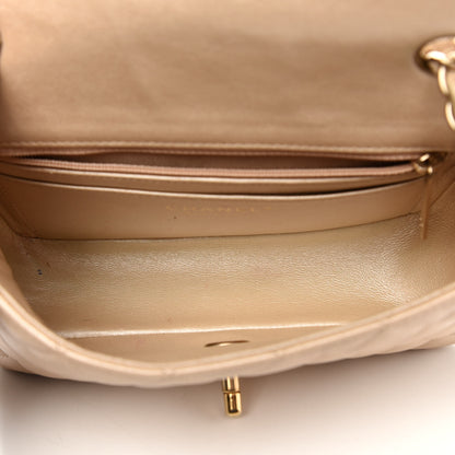 Chanel Metallic Lambskin Quilted Mini Rectangular Flap Beige 5 of 14