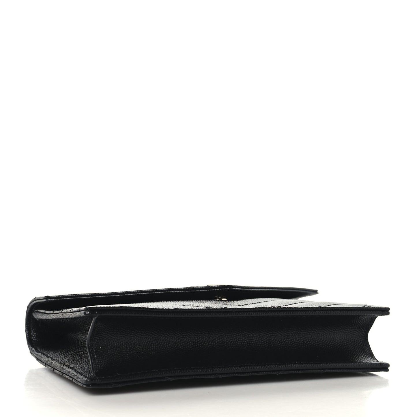 Grain De Poudre Matelasse Chevron Monogram Envelope Chain Wallet Black