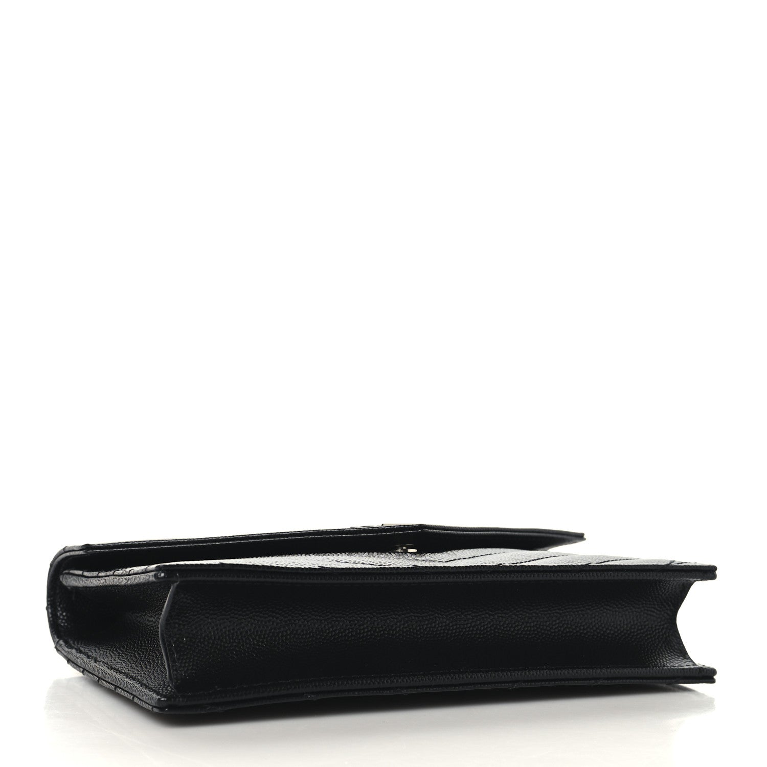 Saint Laurent Grain De Poudre Matelasse Chevron Monogram Envelope Chain Wallet Black 4 of 9