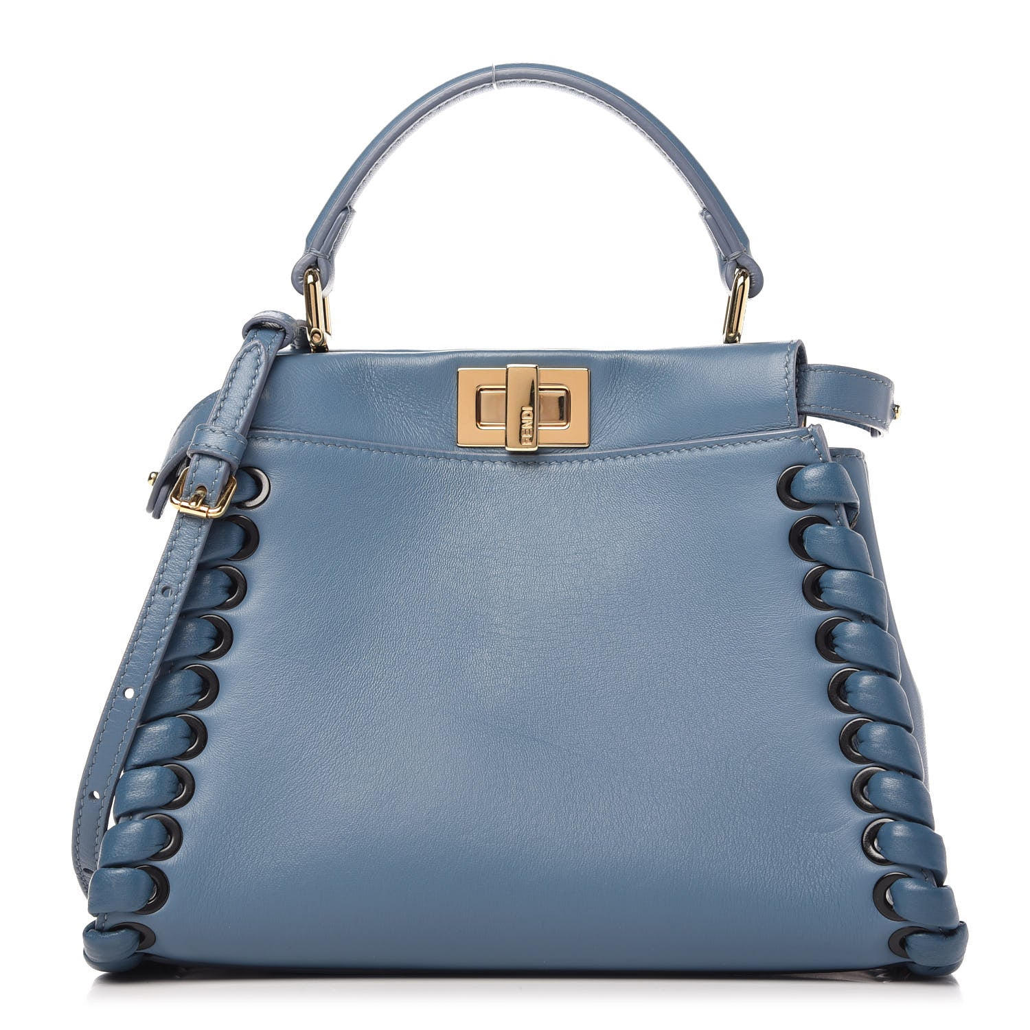 Fendi Nappa Lace Up Mini Peekaboo Iconic Satchel Cobalto 1 of 9