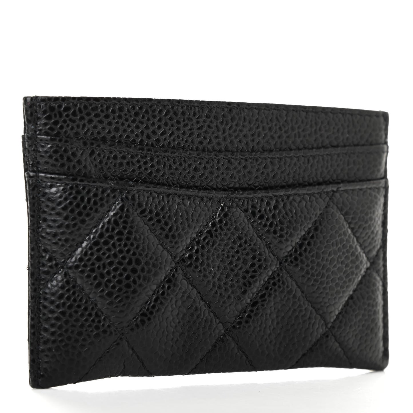 Caviar Quilted Card Holder Black