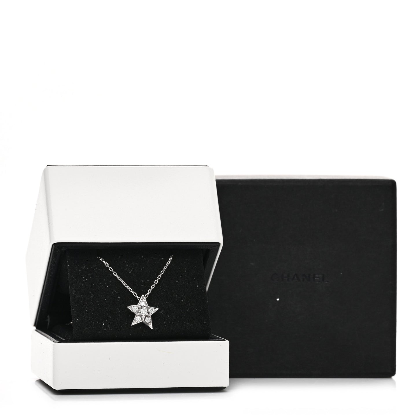 18K White Gold Diamond Small Comete Geode Pendant Necklace