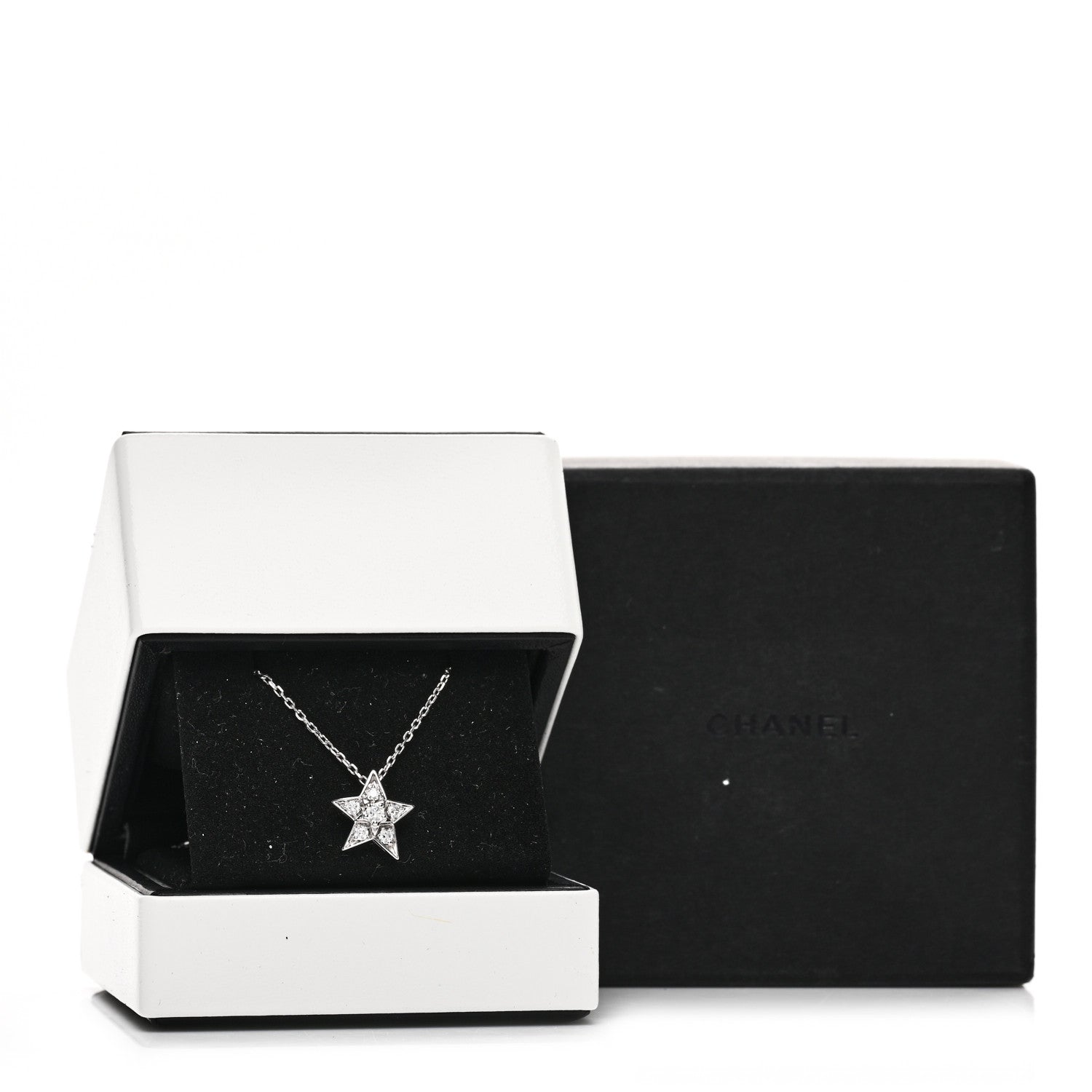 Chanel 18K White Gold Diamond Small Comete Geode Pendant Necklace 5 of 5