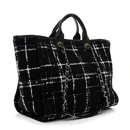 Chanel Tweed Medium Deauville Tote Black White Multicolor 4 of 12