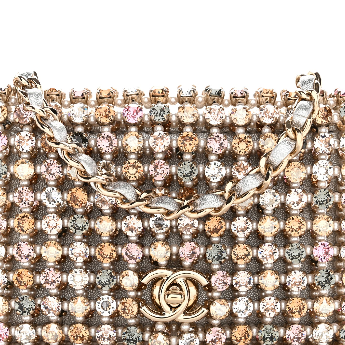 Metal Pearl Minaudiere CC Mini Evening Bag Multicolor