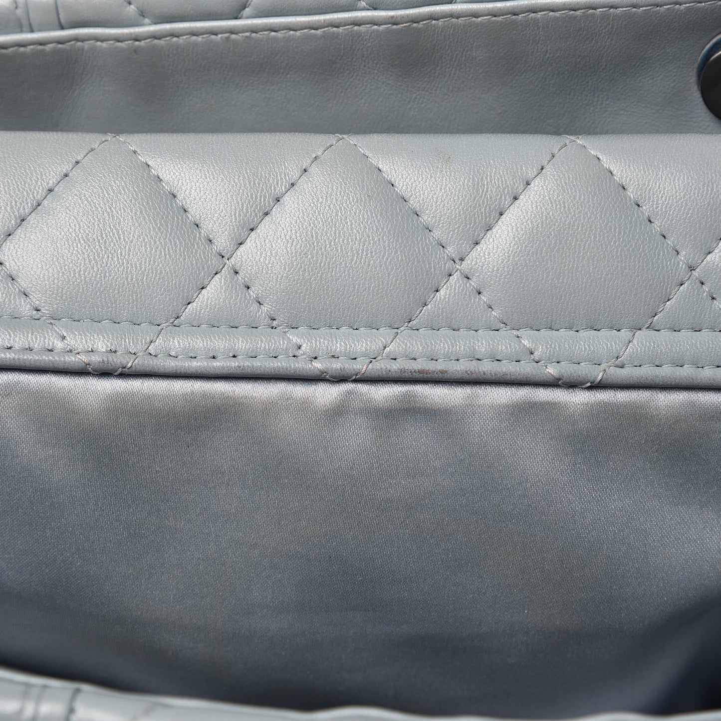 Lambskin Quilted Daily Shopping Tote Light Blue