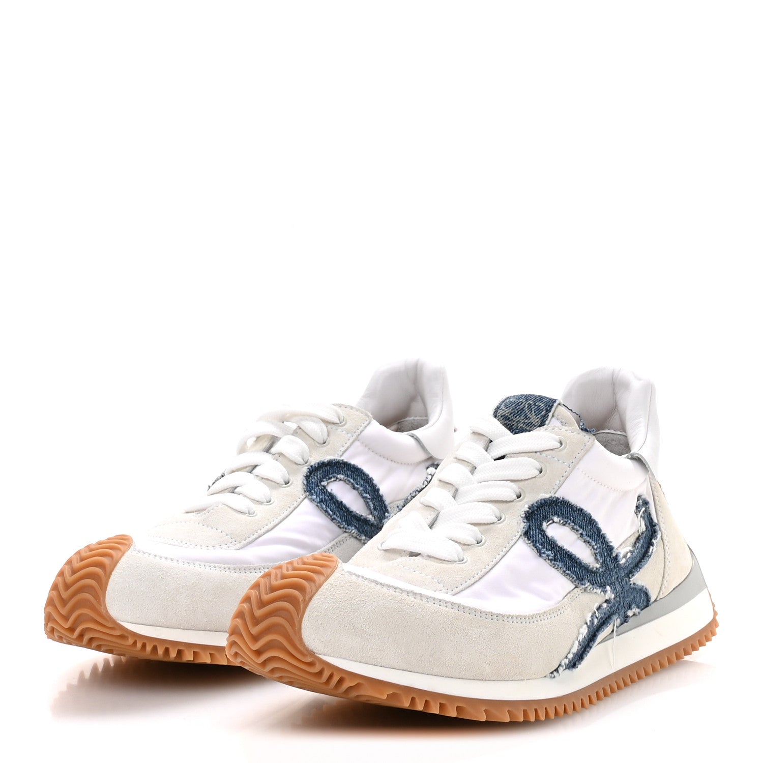 Loewe Nylon Suede Denim Flow Retro Runner Sneakers 38 White 4 of 8