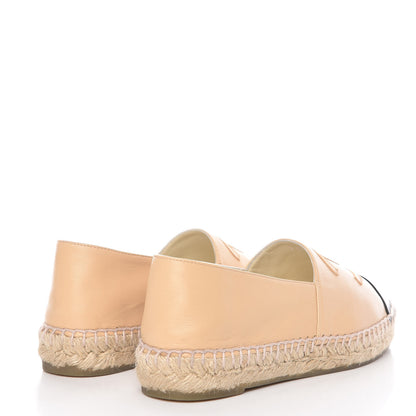 Chanel Lambskin CC Espadrilles 36 Beige Black 4 of 13