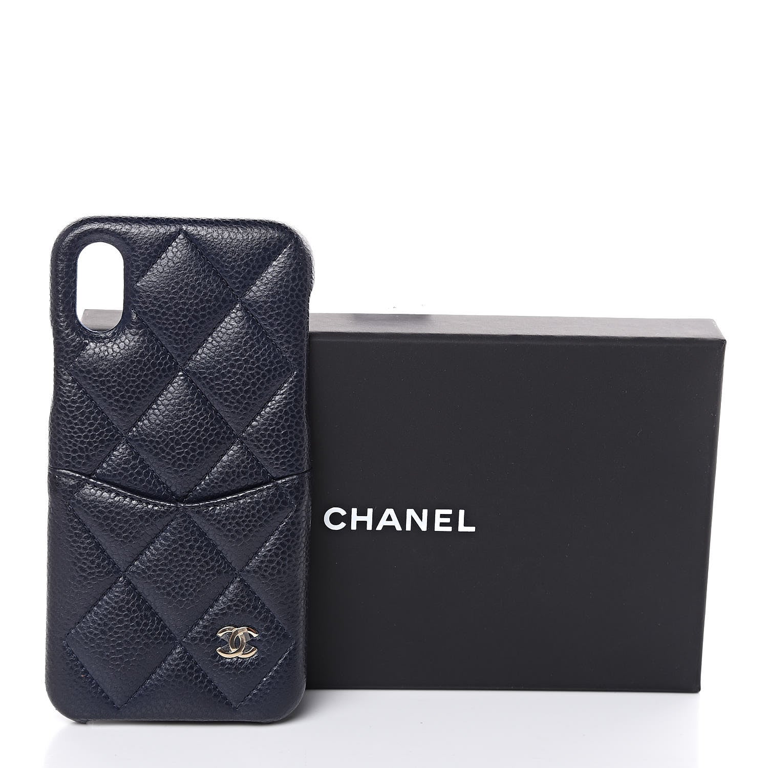 Chanel Caviar Quilted iPhone X Coco Tech Case Navy 7 of 7