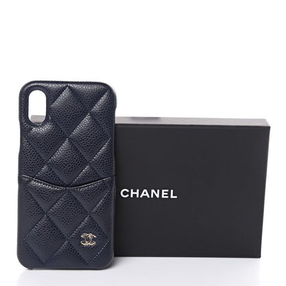 Chanel Caviar Quilted iPhone X Coco Tech Case Navy 7 of 7