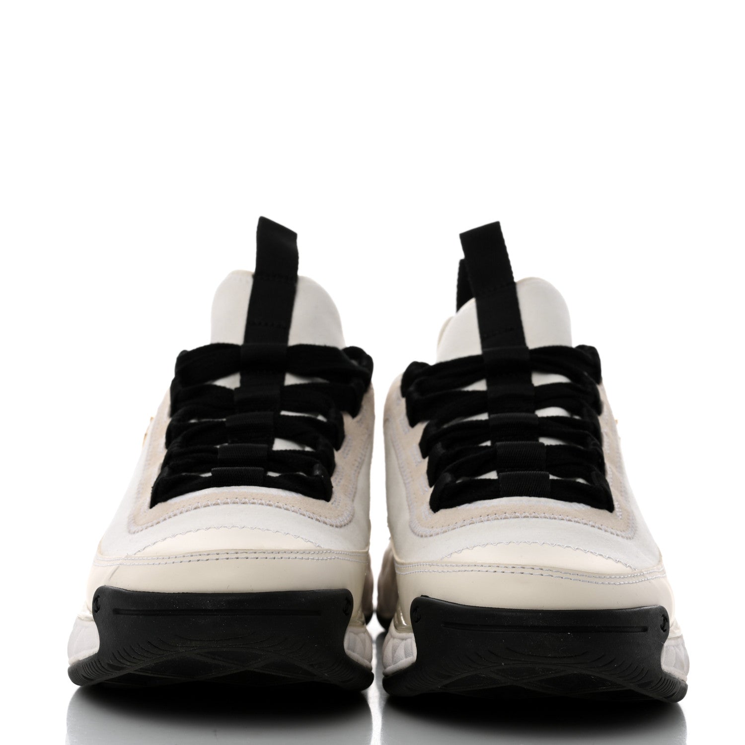 Chanel Velvet Calfskin Mixed Fibers CC Sneakers 39 Ivory Black 2 of 9