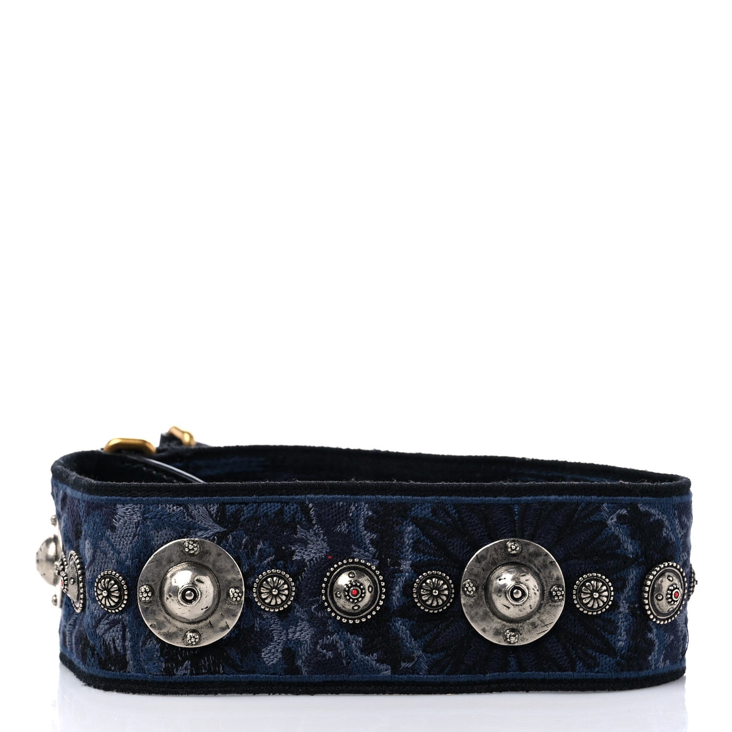 Canvas Embroidered Studded KaleiDiorscopic Adjustable Shoulder Strap Blue