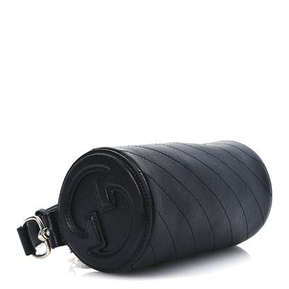 Gucci Sakai Be Green Calfskin Diagonal Stitched Mini Blondie Barrel Shoulder Bag Black 4 of 10