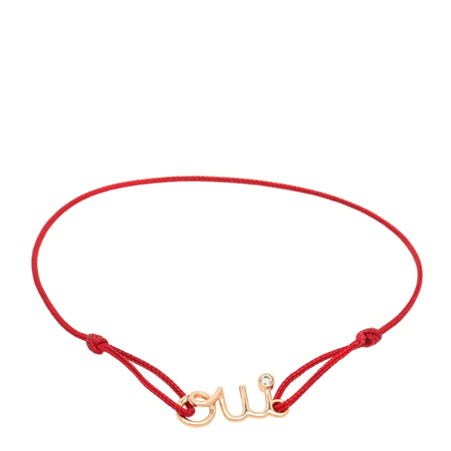 18K Rose Gold Diamond Oui Cord Bracelet Red