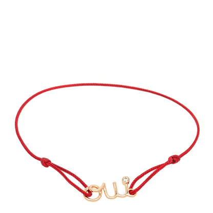 Christian Dior 18K Rose Gold Diamond Oui Cord Bracelet Red 1 of 4
