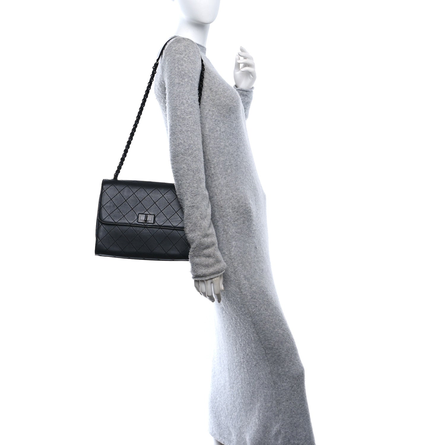 Chanel Calfskin Diamond Stitched Flap Shoulder Bag Black 2 of 11