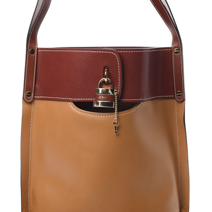 Chloe Shiny Calfskin Goatskin Medium Aby Bi-Color Bucket Bag Autumnal Brown 8 of 10