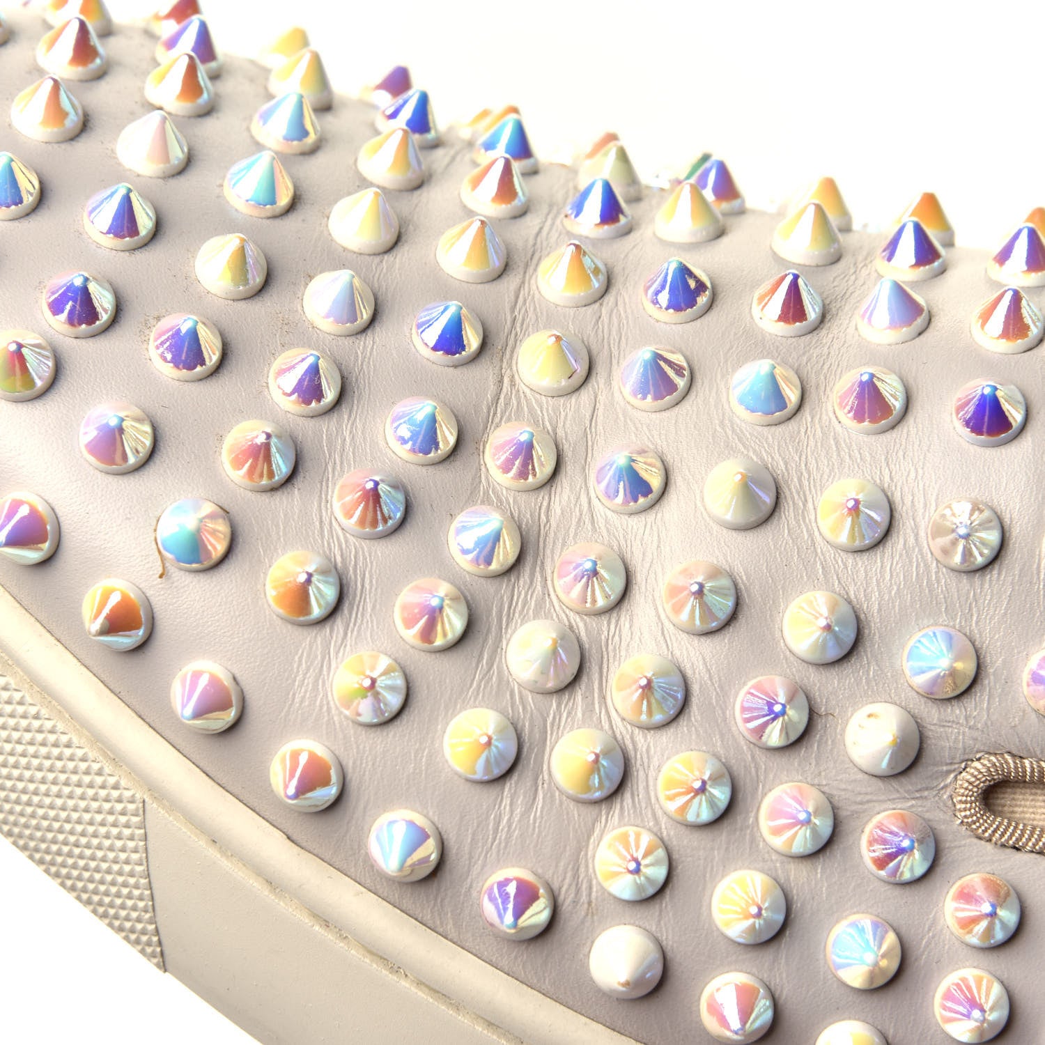Christian Louboutin Calfskin Spikes Womens Roller Boat Flat 38.5 White Ivory 9 of 10