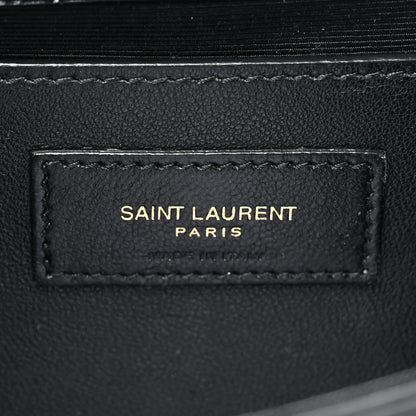Saint Laurent Calfskin Crocodile Embossed Medium Classic Monogram Kate Tassel Satchel Black 6 of 12