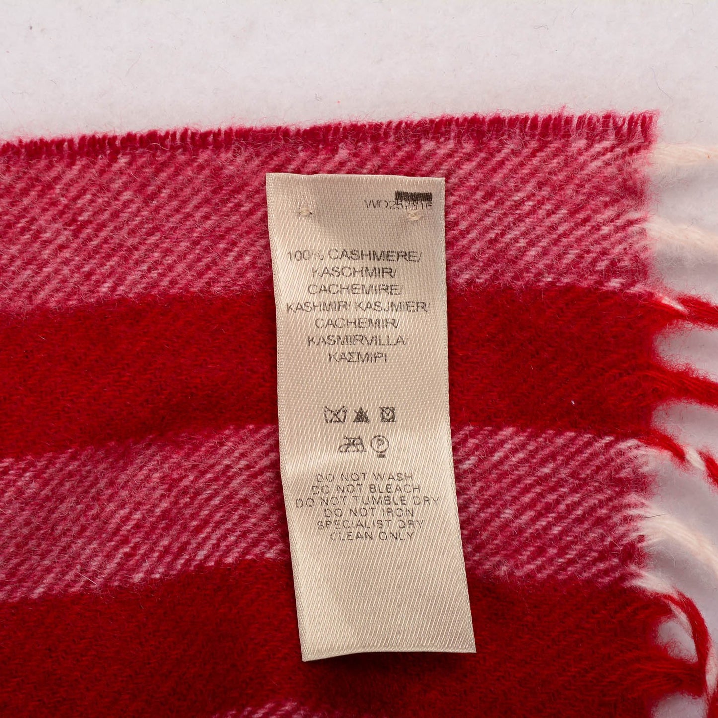 Cashmere Giant Check Fringe Skinny Scarf Red