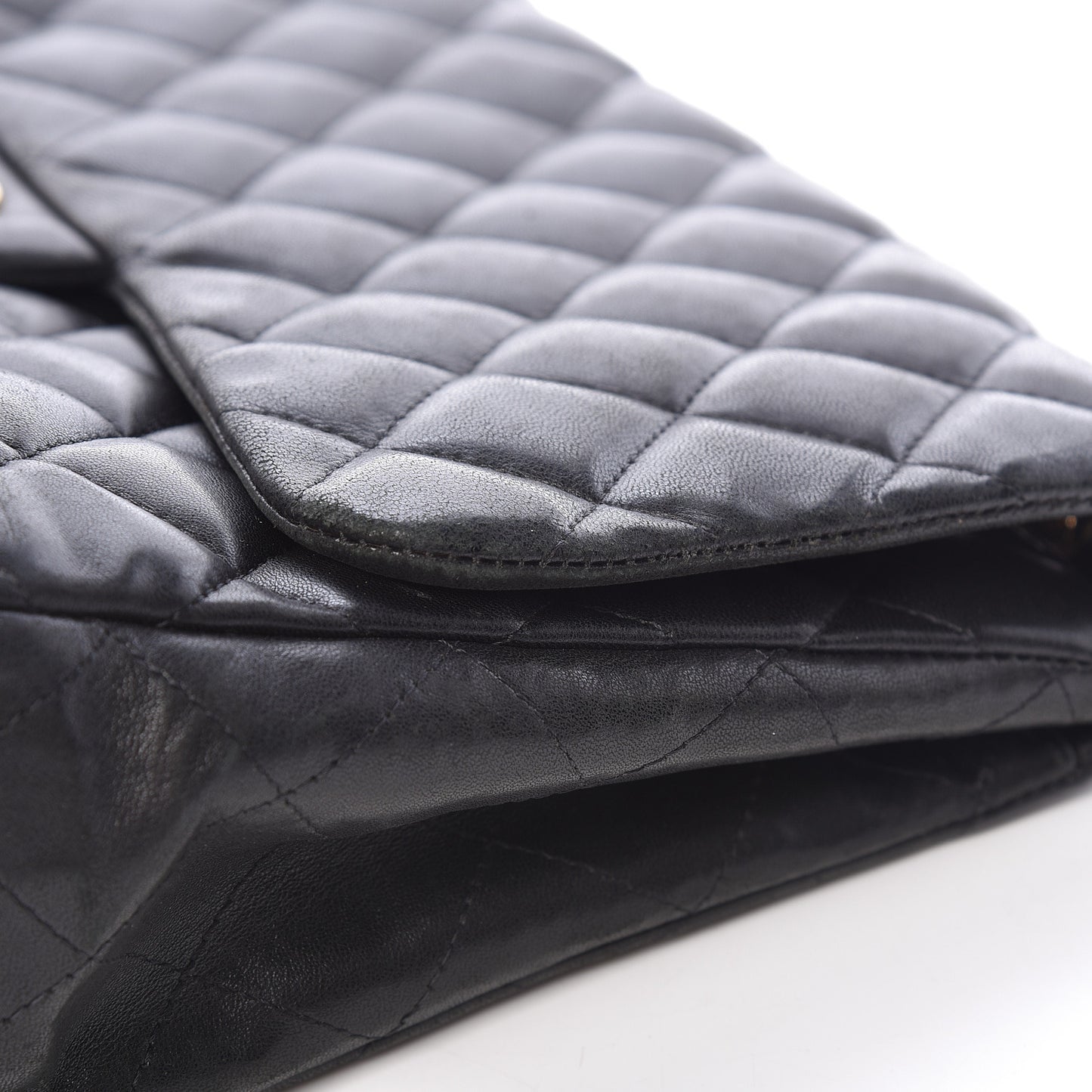 Lambskin Quilted Jumbo Single Flap Black