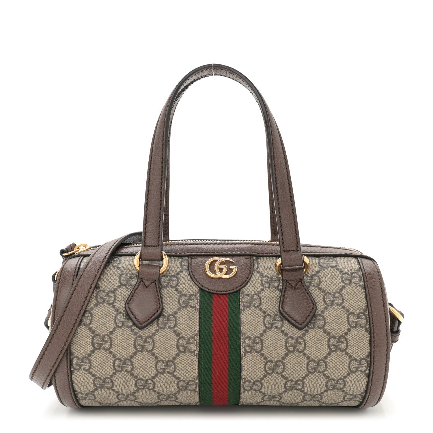 Gucci GG Supreme Monogram Web Small Ophidia Boston Bag Beige New Acero 1 of 11