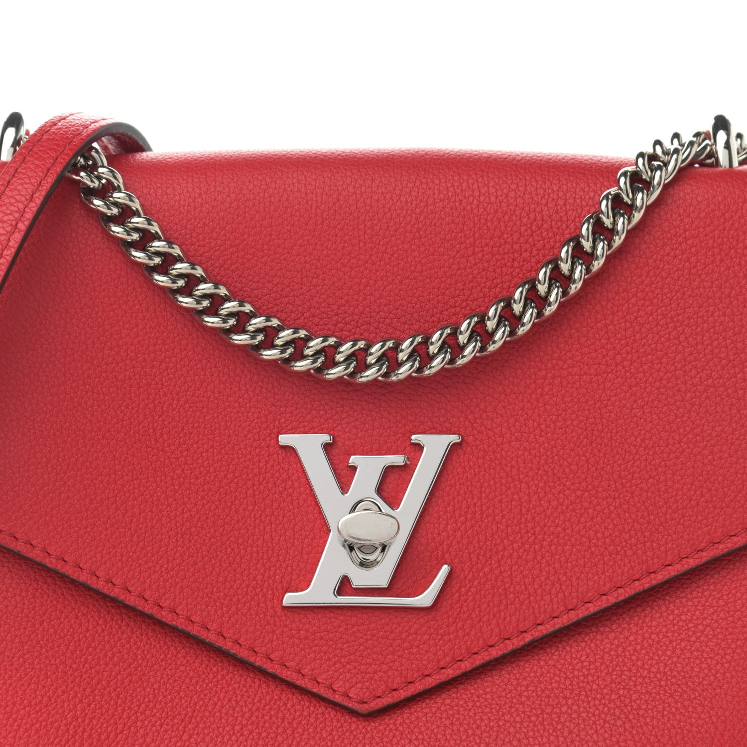 Louis Vuitton Soft Calfskin Mylockme Chain Bag BB Rubis 8 of 13