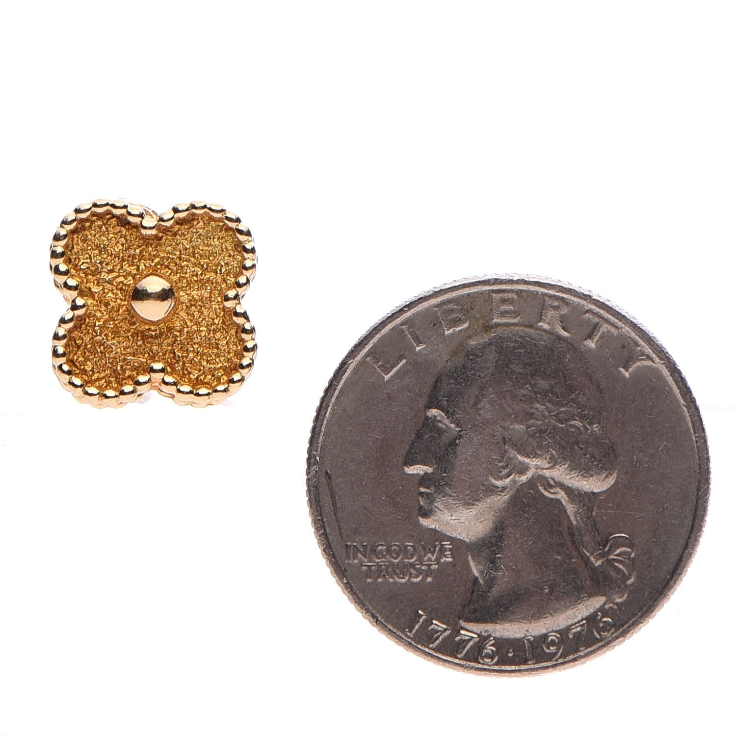 Van Cleef & Arpels 18K Yellow Gold Vintage Alhambra Earrings 2 of 6