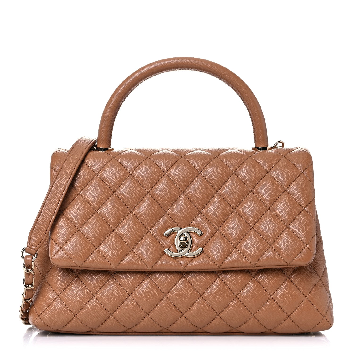 Chanel Caviar Quilted Small Coco Handle Flap Brown 1 of 11