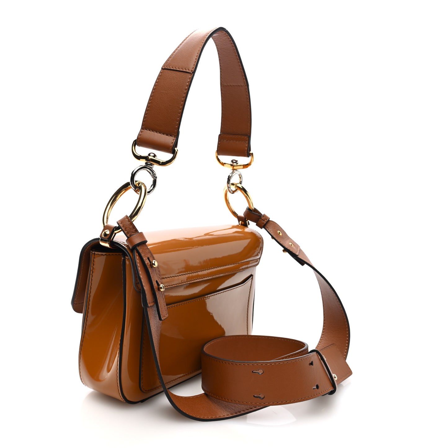 Spazzolato Sfumato Calfskin Small C Double Carry Autumnal Brown