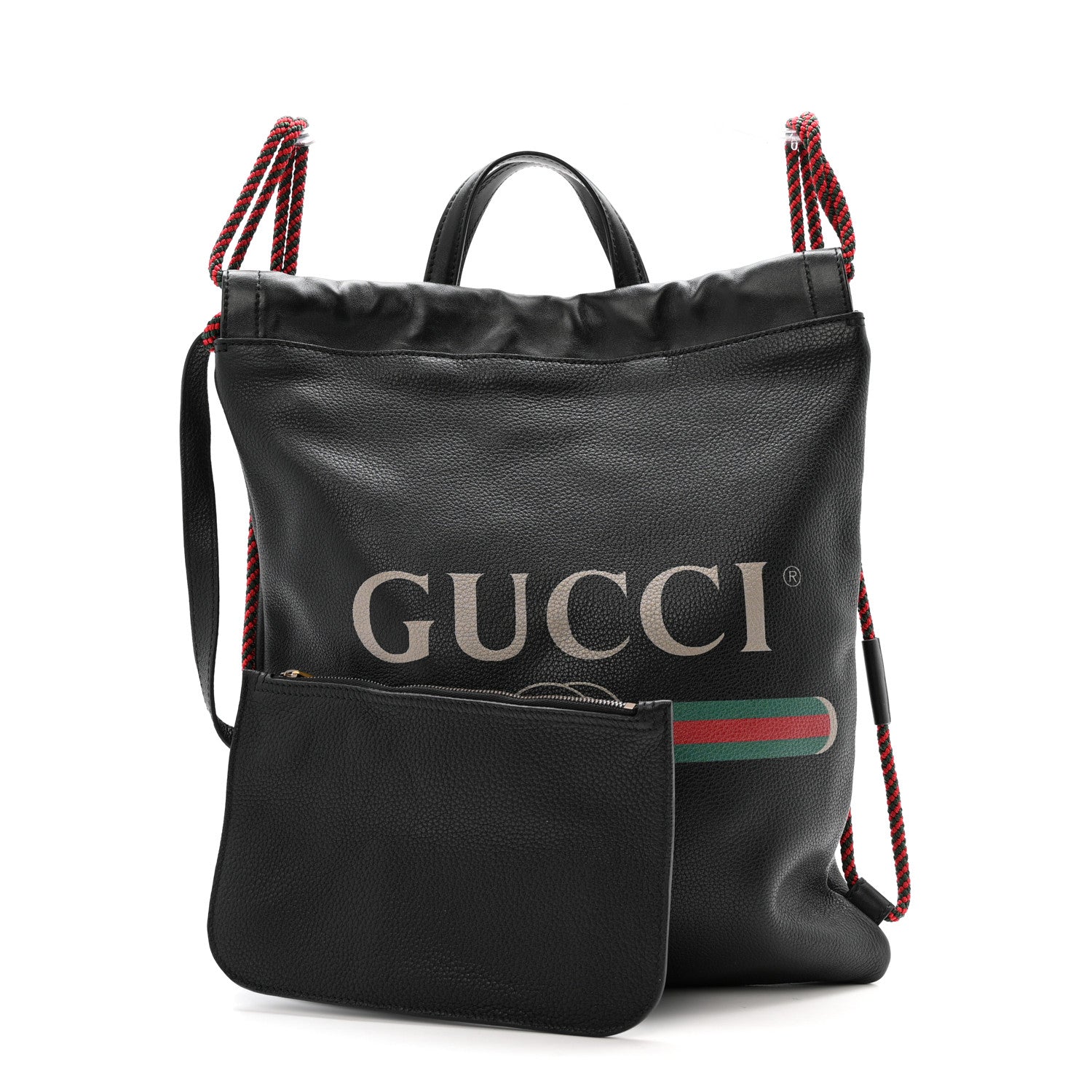 Gucci Calfskin Logo Drawstring Backpack Black 3 of 12