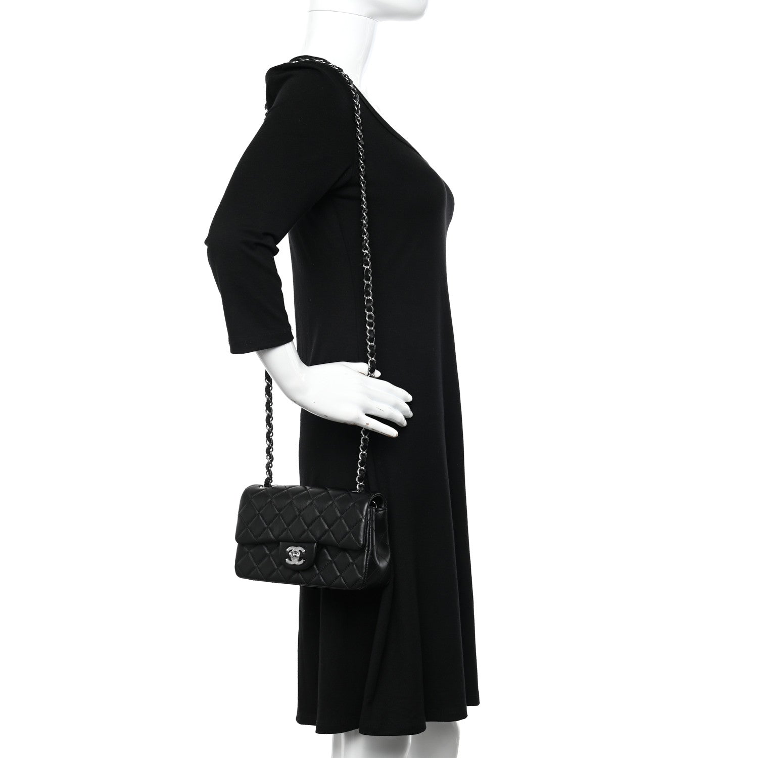 Chanel Lambskin Quilted Mini Rectangular Flap Black 2 of 12