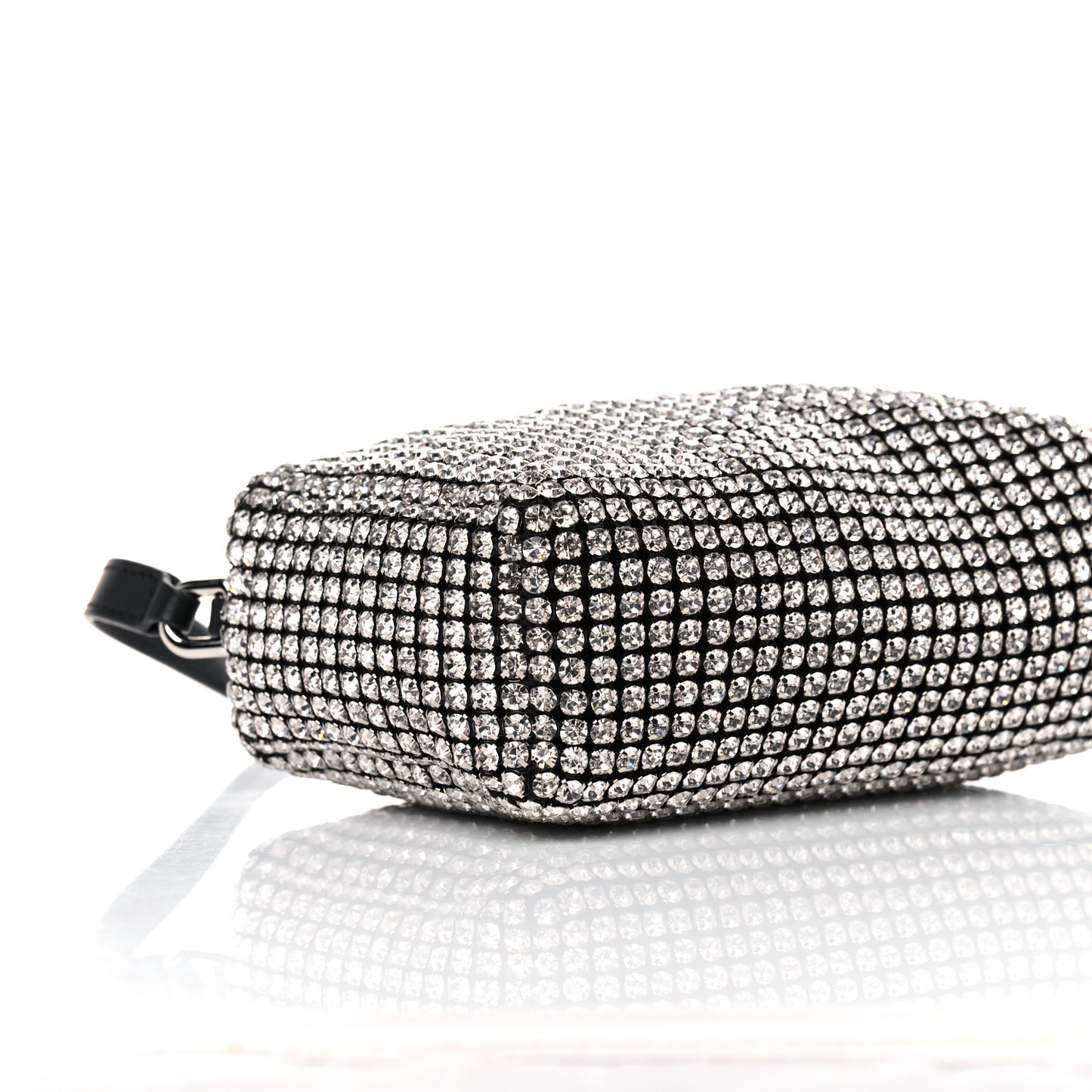 Mesh Crystal Wanglock Fortune Cookie Bag Black