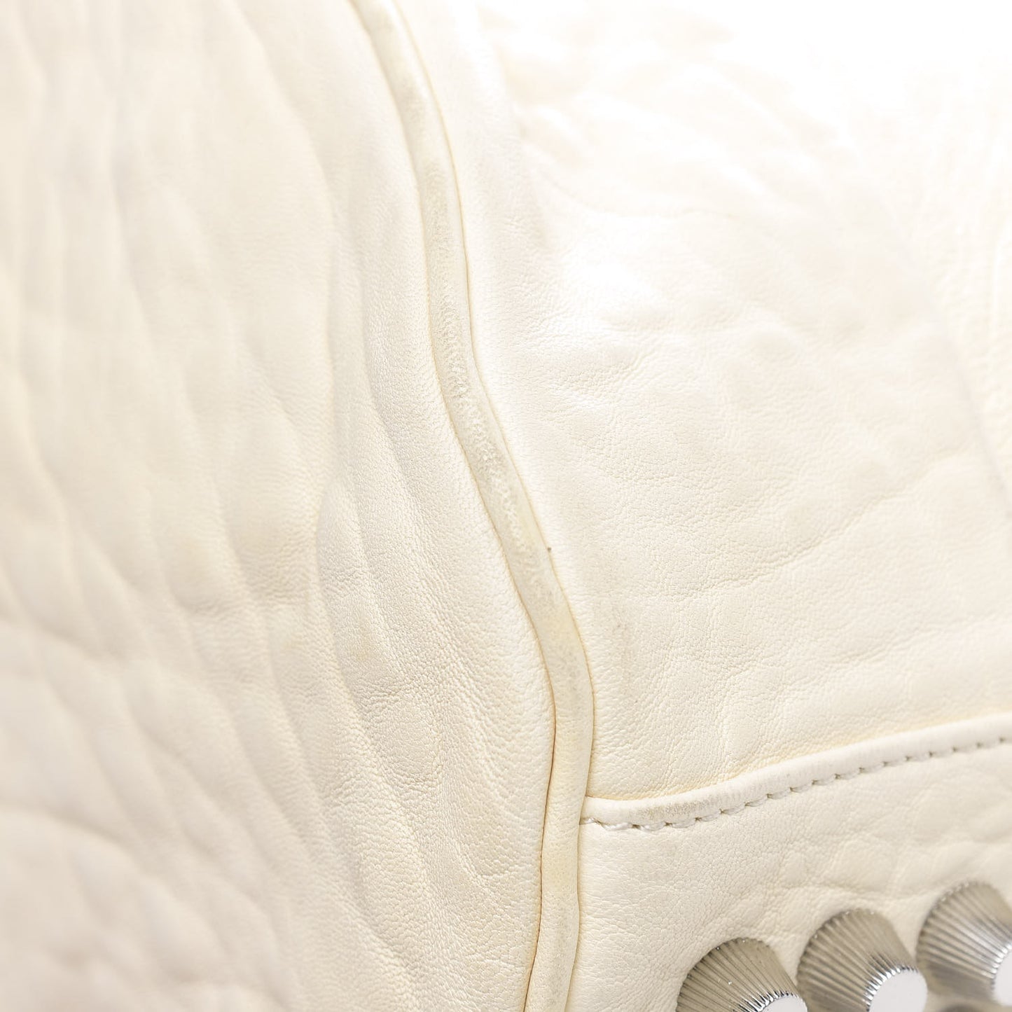 Pebbled Lambskin Rocco Bone Silver Hardware