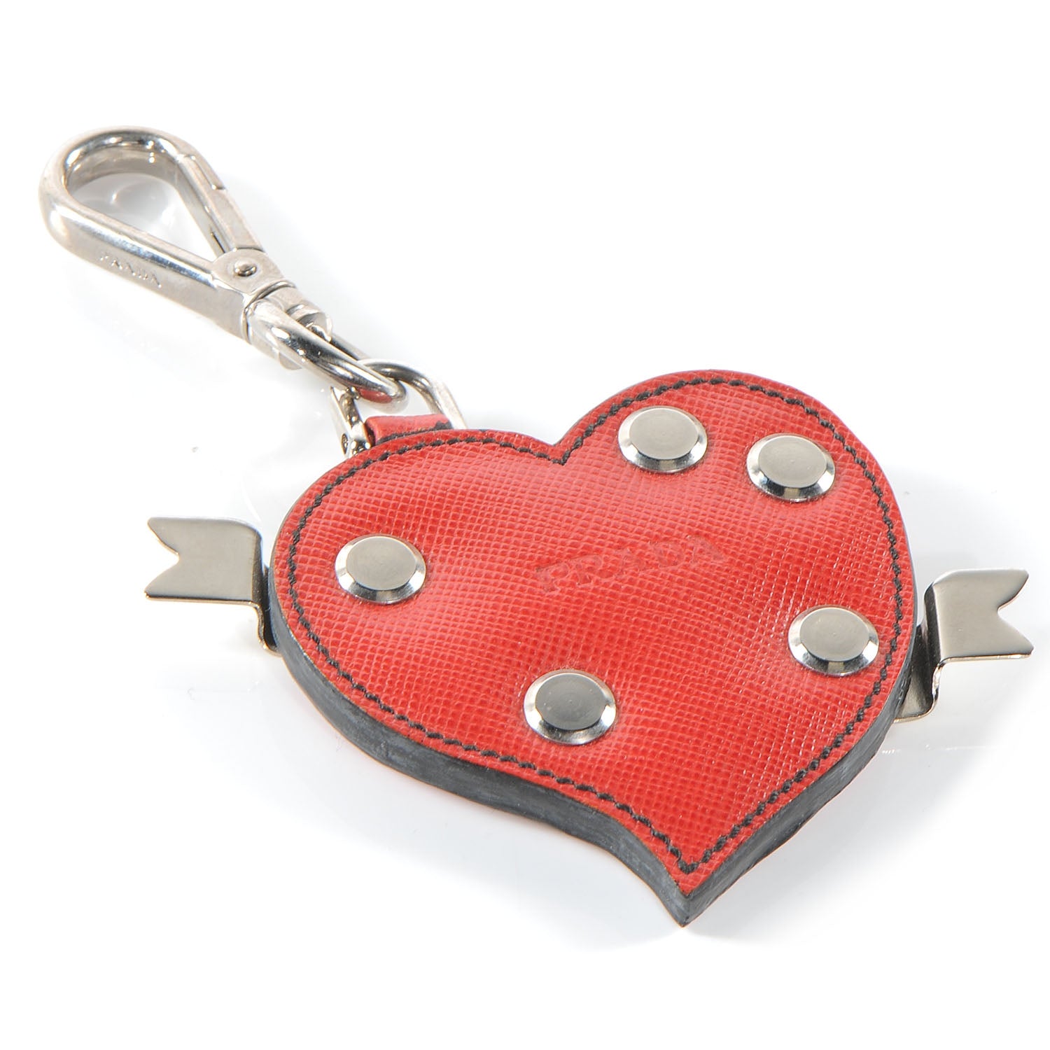 Prada Saffiano Trick Heart Keychain Orange 1 of 4