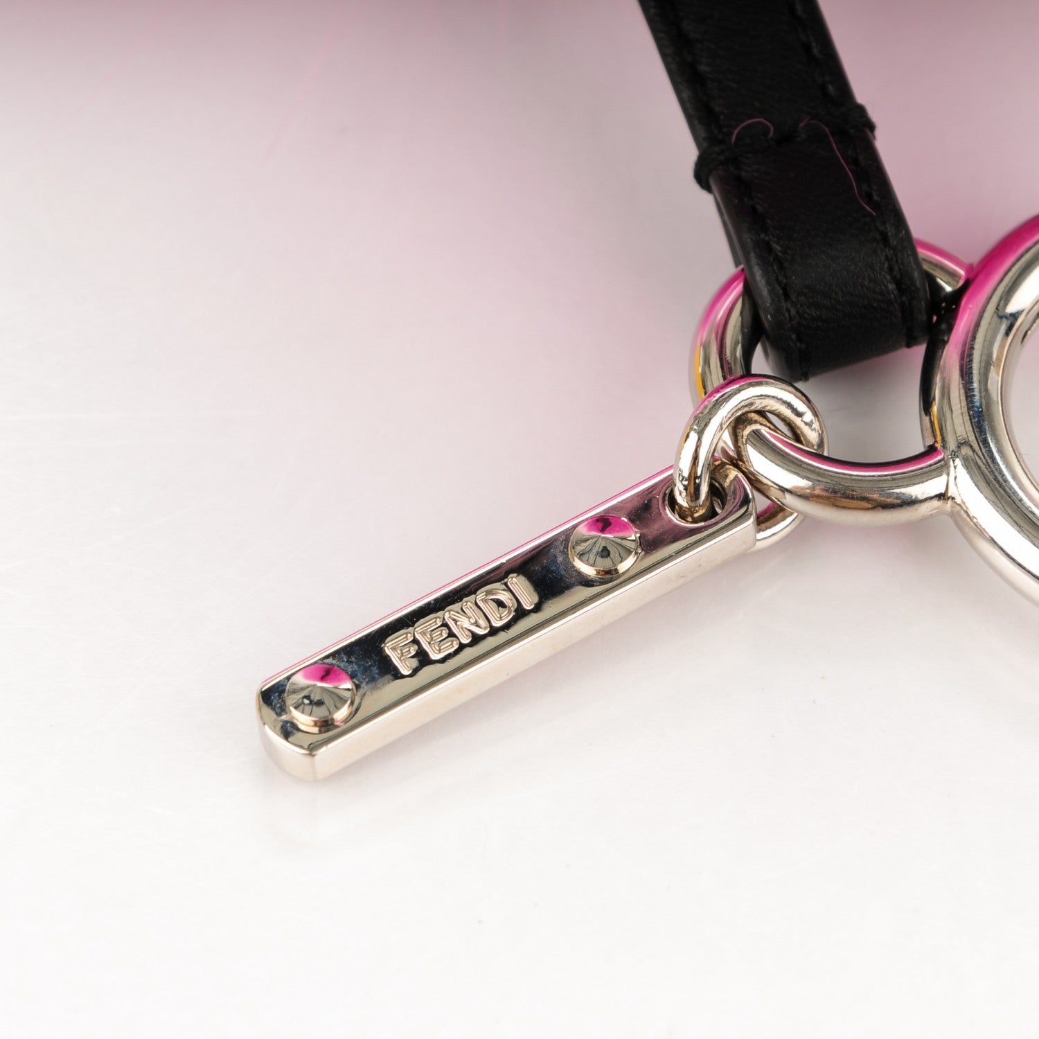 Fendi Fox Fur Shearling Crystal Tria Monster Bag Bug Charm Bubblegum 4 of 5