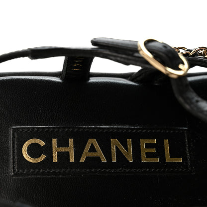 Chanel Lambskin Metal Chain Ankle Strap Sandals 36.5 Black 9 of 12