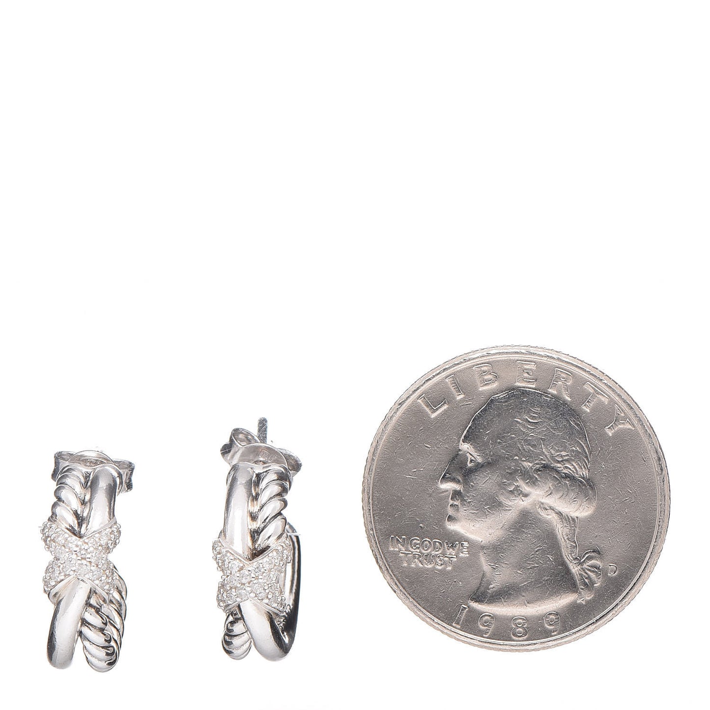Sterling Silver Diamond Petite Crossover X Earrings