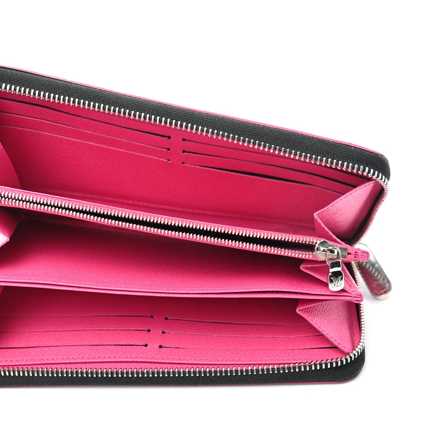 Epi Zippy Wallet Black Hot Pink