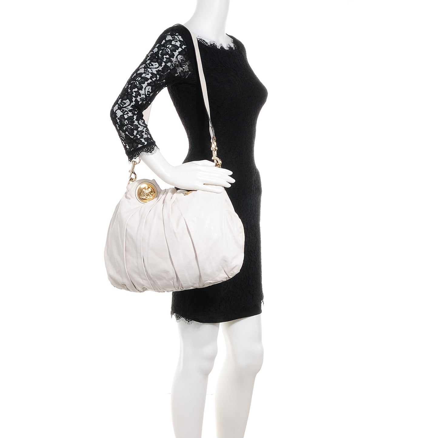 Leather Medium Hysteria Top Handle Bag White