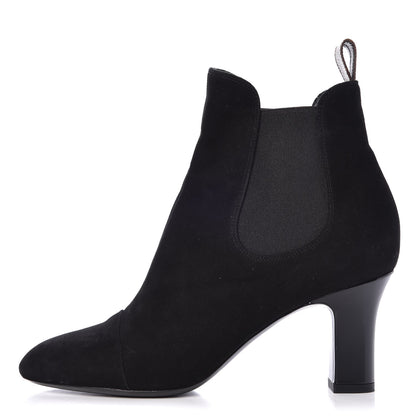 Louis Vuitton Suede Monogram Uniformes Cap Toe Chelsea 75mm Ankle Boots 38 Black 1 of 11