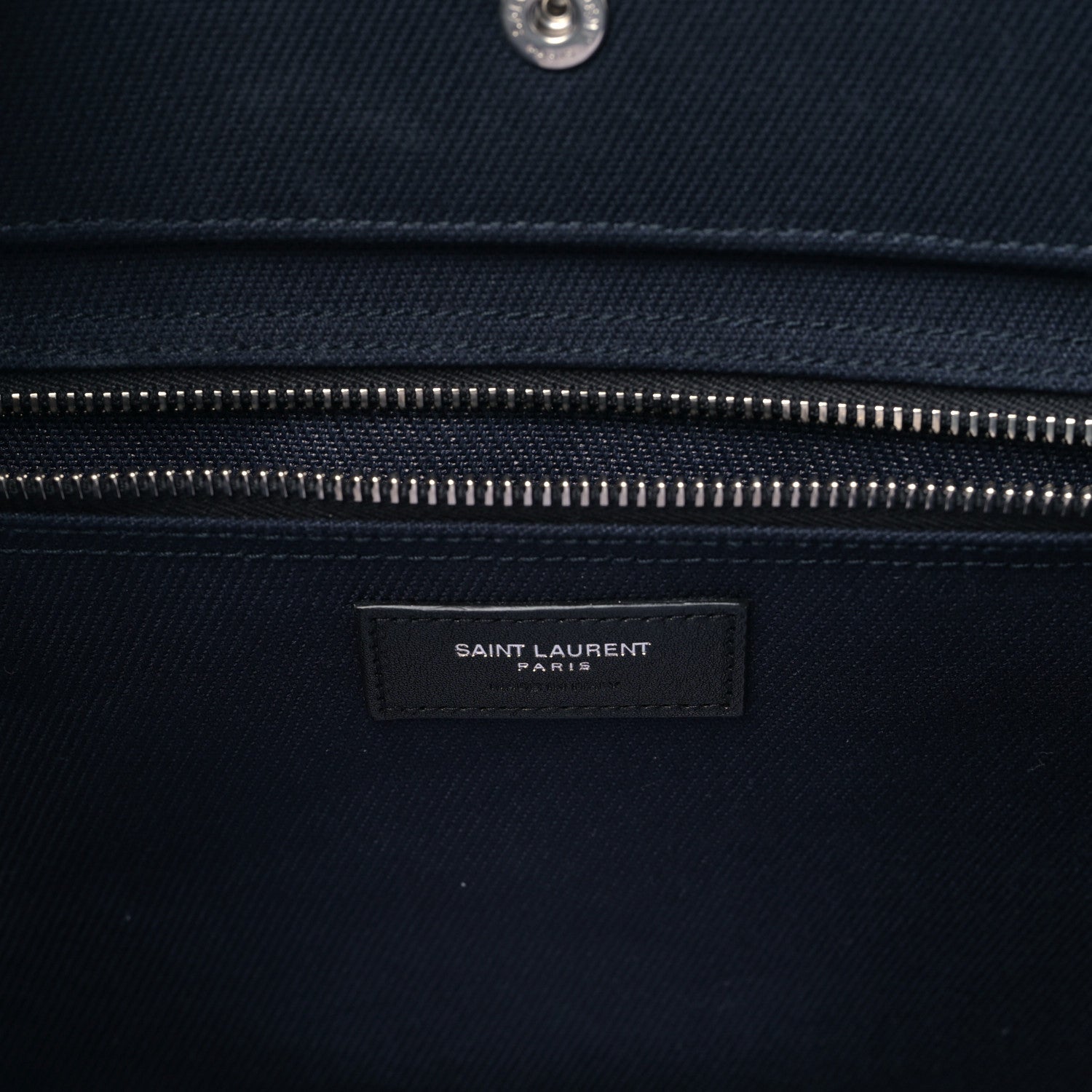 Saint Laurent Linen Calfskin Rive Gauche Tote Navy 6 of 8