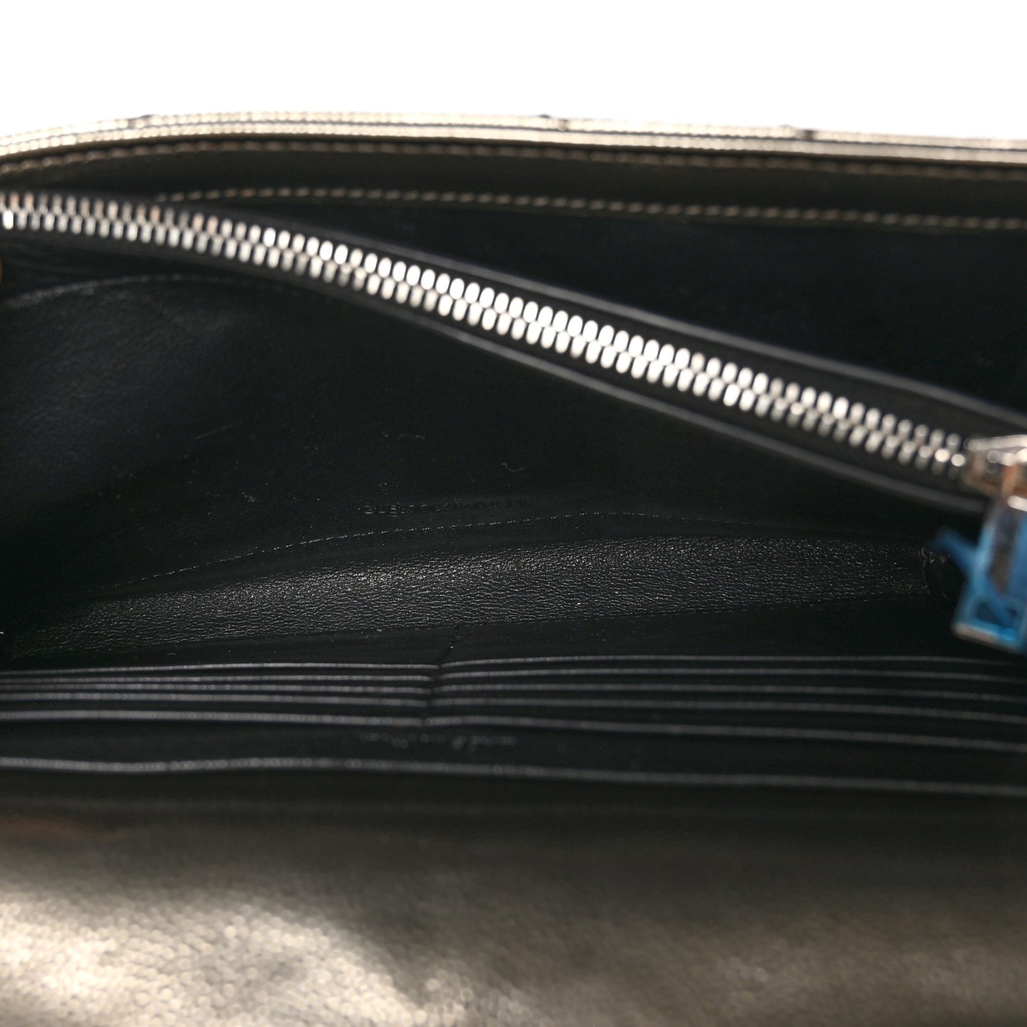 Metallic Grain De Poudre Matelasse Chevron Monogram Envelope Chain Wallet Piombo