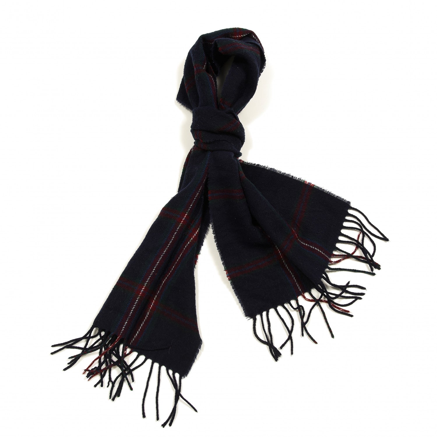 Burberry Lambswool Check Fringe Scarf Navy 1 of 3