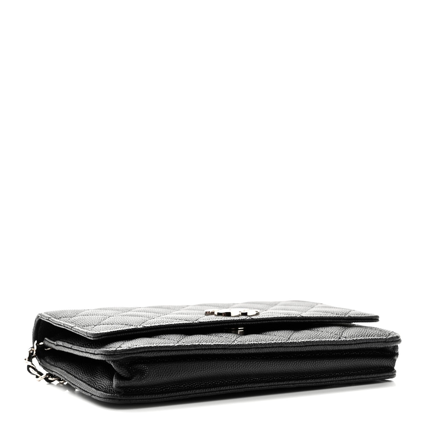 Chanel Caviar Quilted Striated CC Wallet On Chain WOC Black 4 of 11