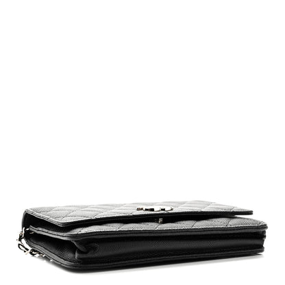 Chanel Caviar Quilted Striated CC Wallet On Chain WOC Black 4 of 11