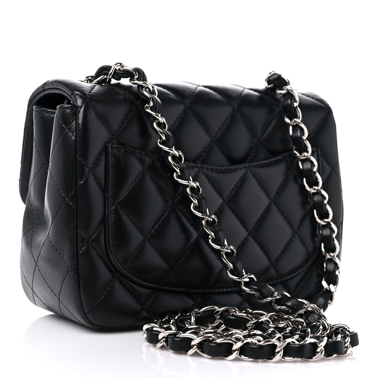 Lambskin Quilted Mini Square Flap Black