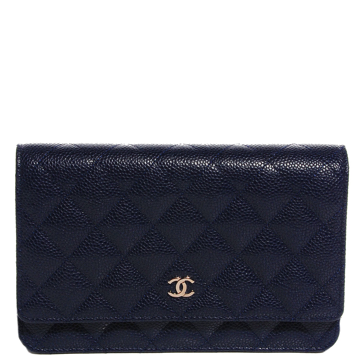 Chanel Caviar Quilted Wallet on Chain WOC Navy Blue 1 of 9