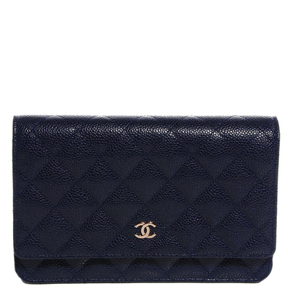 Chanel Caviar Quilted Wallet on Chain WOC Navy Blue 1 of 9