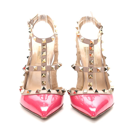 Valentino Garavani Patent Nappa Rockstud Ankle Strap 100mm Pumps 37.5 Pop Fuxia Poudre 3 of 10